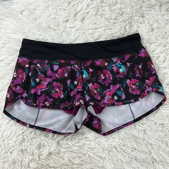 Lululemon Speed Short Mini Midnight Bloom Black Deep Fuschia / Black - Picture 1 of 7